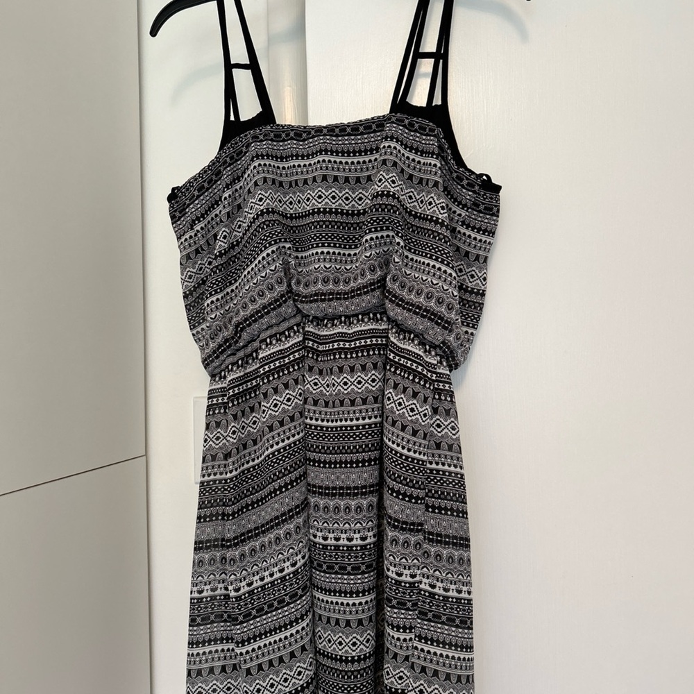 Girl’s Junior Multicolored Print Sleeveless Dress with Cinched Waistband